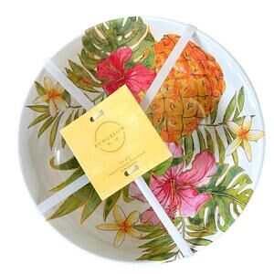 Set of 4 BUNGALOW Summer Hibiscus Pineapple Melamine Salad Bowls NEW WITH TAGS